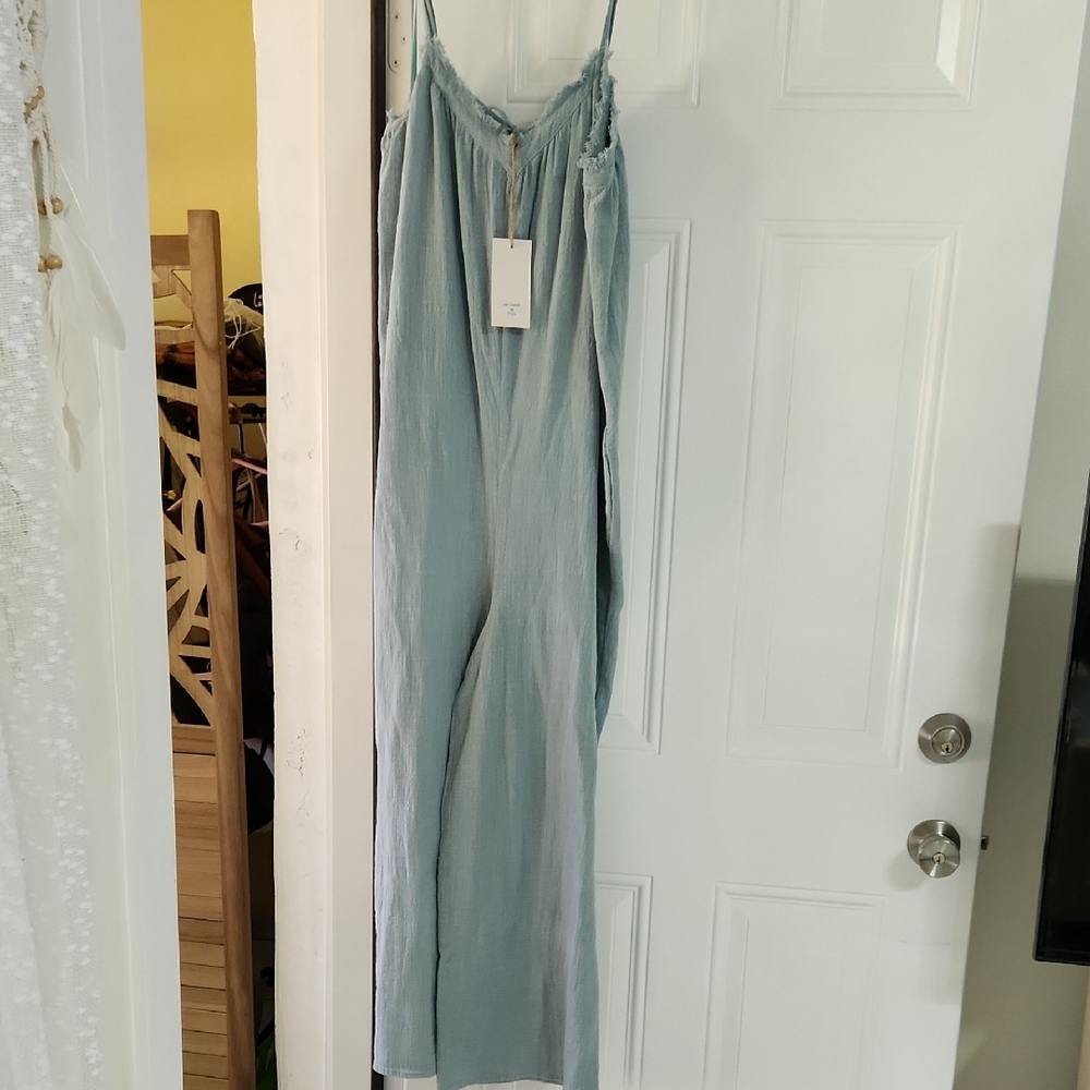 Very J Sky Blue Spaghetti Strap Jumpsuit